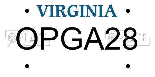 OPGA28 Virginia License Plate