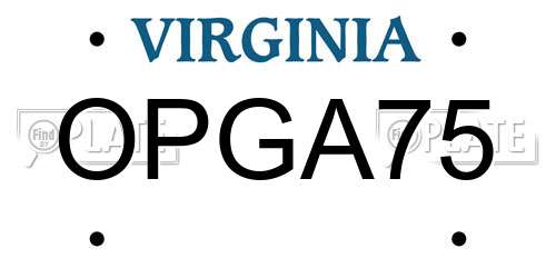 OPGA75 Virginia License Plate