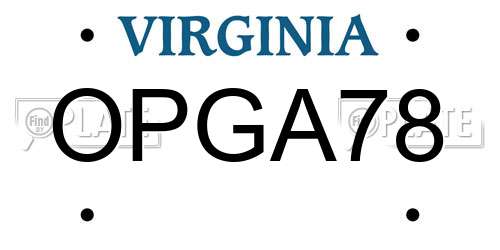 OPGA78 Virginia License Plate
