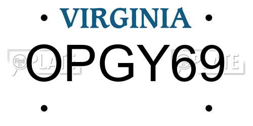 OPGY69 Virginia License Plate