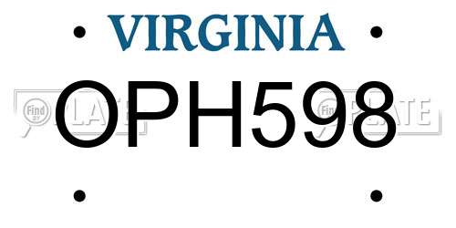 OPH598 Virginia License Plate