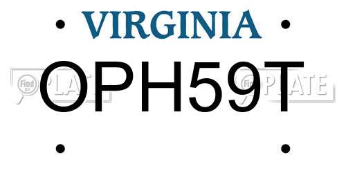 OPH59T Virginia License Plate