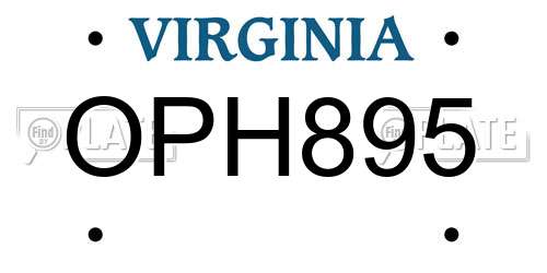 OPH895 Virginia License Plate