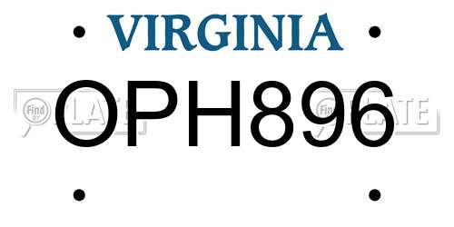 OPH896 Virginia License Plate