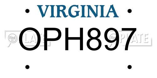 OPH897 Virginia License Plate