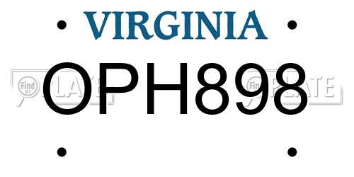 OPH898 Virginia License Plate