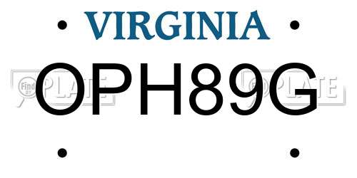OPH89G Virginia License Plate
