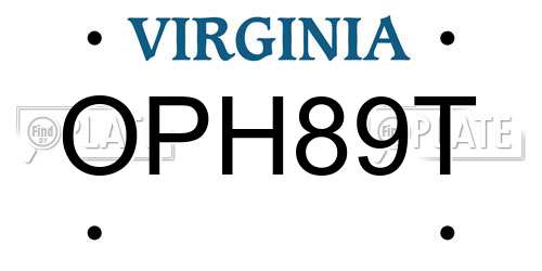 OPH89T Virginia License Plate
