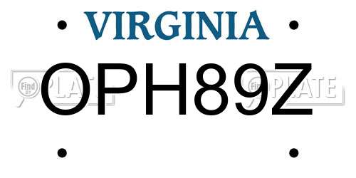 OPH89Z Virginia License Plate