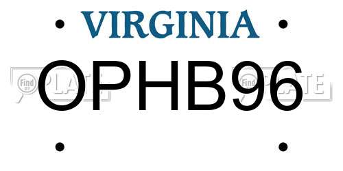 OPHB96 Virginia License Plate