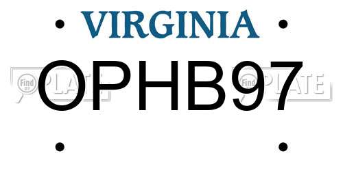 OPHB97 Virginia License Plate
