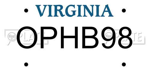 OPHB98 Virginia License Plate