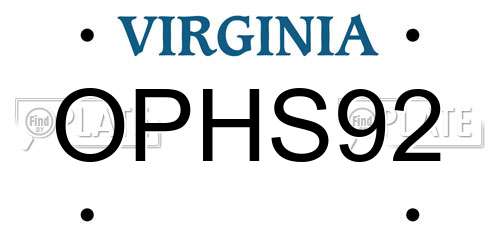 OPHS92 Virginia License Plate