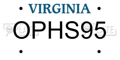 OPHS95 Virginia License Plate