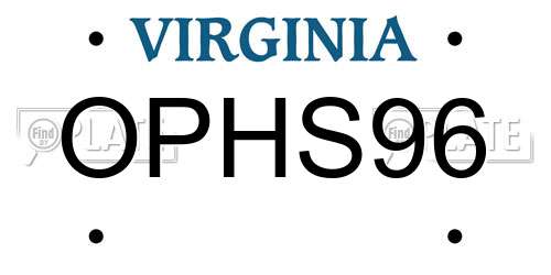 OPHS96 Virginia License Plate