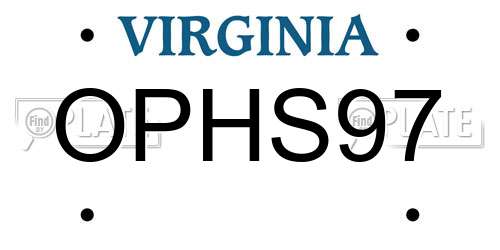 OPHS97 Virginia License Plate