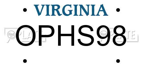 OPHS98 Virginia License Plate