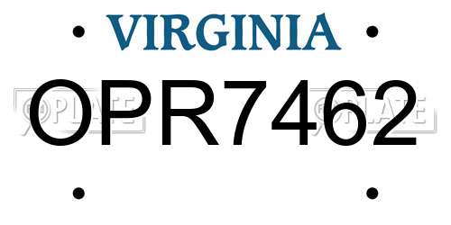 OPR7462 Virginia License Plate