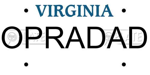OPRADAD Virginia License Plate