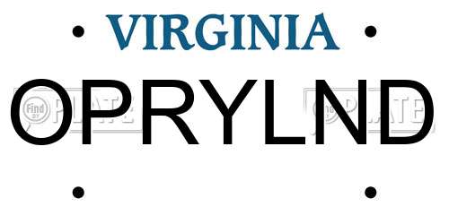 OPRYLND Virginia License Plate