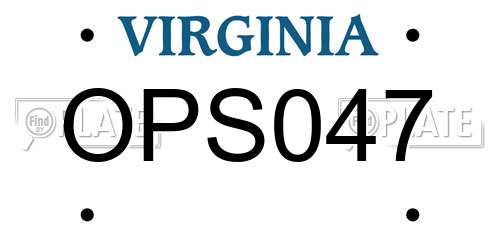 OPS047 Virginia License Plate