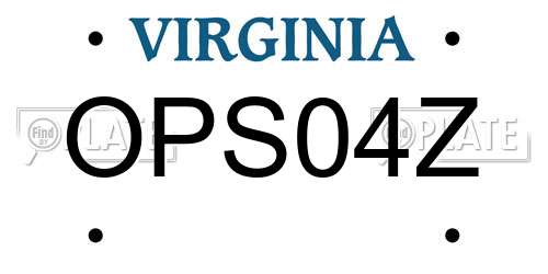 OPS04Z Virginia License Plate