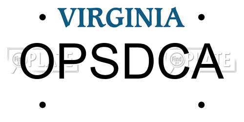 OPSDCA Virginia License Plate