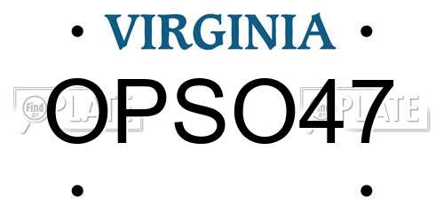 OPSO47 Virginia License Plate