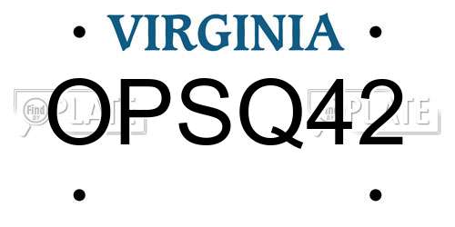 OPSQ42 Virginia License Plate