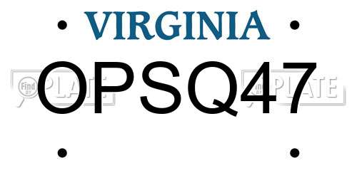 OPSQ47 Virginia License Plate