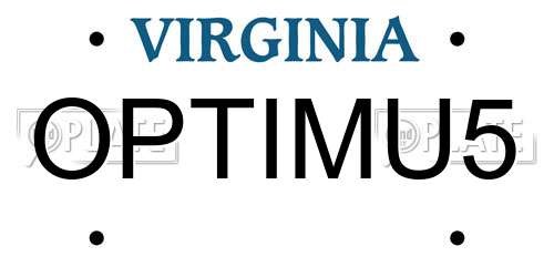 OPTIMU5 Virginia License Plate