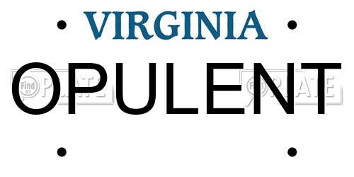 OPULENT Virginia License Plate