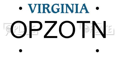 OPZOTN Virginia License Plate