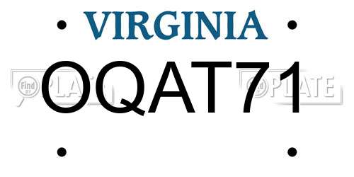 OQAT71 Virginia License Plate