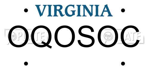 OQOSOC Virginia License Plate