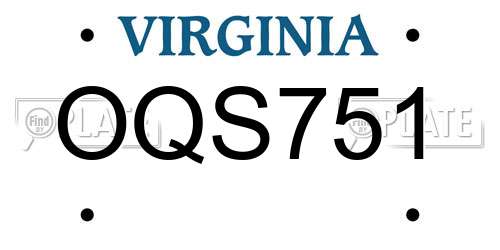 OQS751 Virginia License Plate