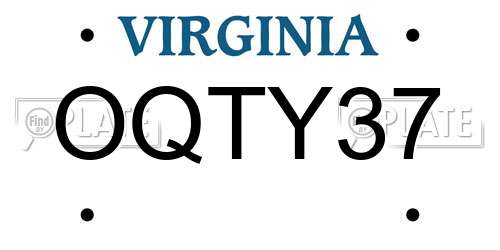 OQTY37 Virginia License Plate