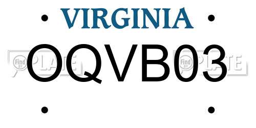 OQVB03 Virginia License Plate