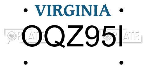OQZ95I Virginia License Plate