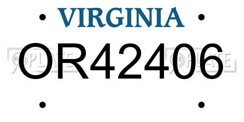 OR42406 Virginia License Plate