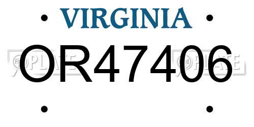 OR47406 Virginia License Plate