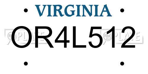 OR4L512 Virginia License Plate