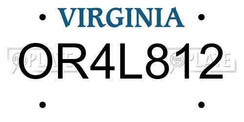 OR4L812 Virginia License Plate