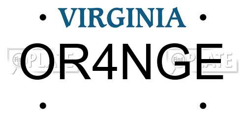 OR4NGE Virginia License Plate