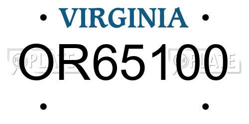 OR65100 Virginia License Plate