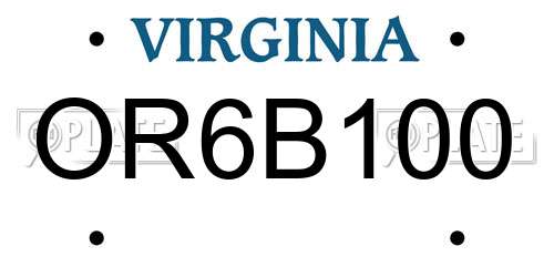 OR6B100 Virginia License Plate