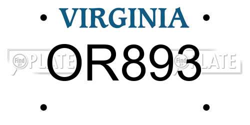 OR893 Virginia License Plate