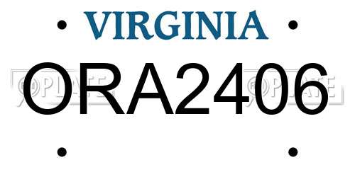 ORA2406 Virginia License Plate