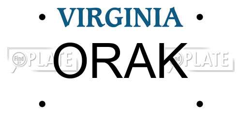 ORAK Virginia License Plate