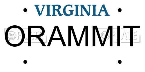 ORAMMIT Virginia License Plate